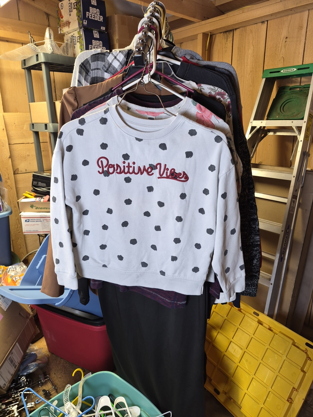 wonder nation White Sweatshirt with Black Polka Dots and Red Script Bin 64
